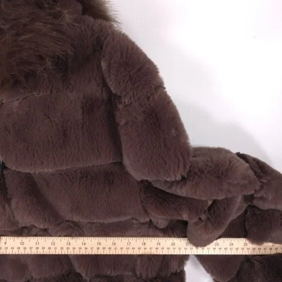 NWT Calvin Klein Hooded Faux Fur Super Soft Jacket‎ Full Zip Size MEDIUM